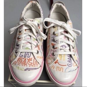 Coach Barrett white multicolor pastel signature logo sneakers